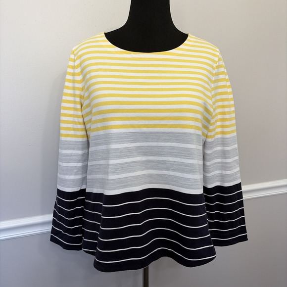 Talbots Tops - Talbots Top Women's Size XLP Cotton Blend Striped Colorblock Long Sleeve Tee